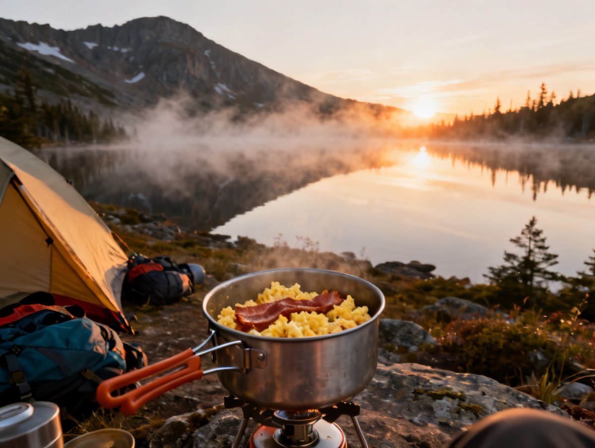 Déjeuner — Œufs brouillés bacon — Happy Yak
