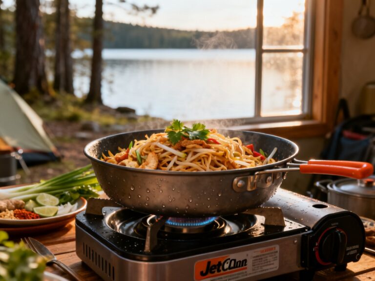 Pad thai une-casserole au réchaud Jetboil — campingcaravaning.ca
