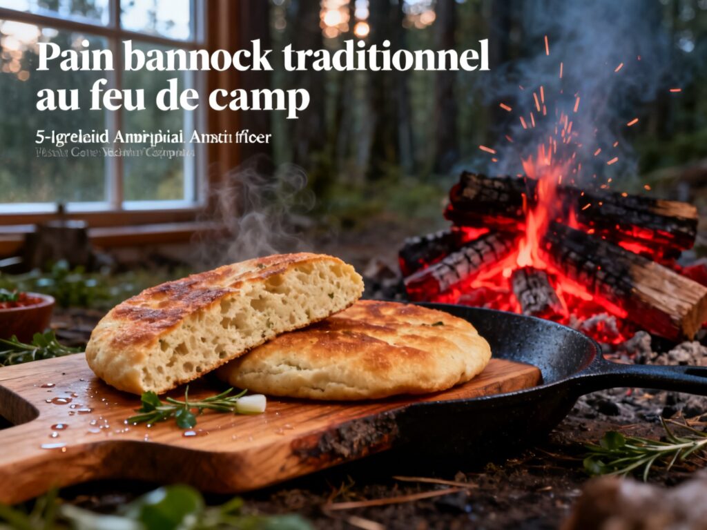 Pain bannock traditionnel au feu de camp