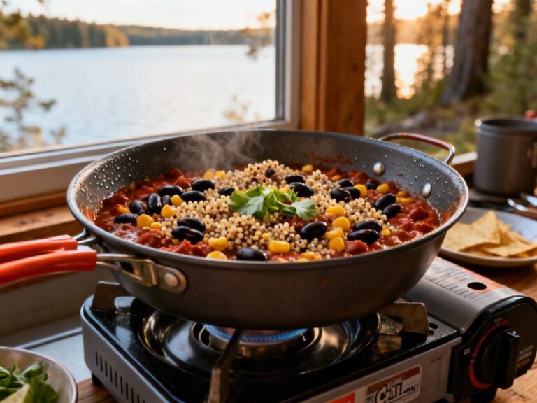 Chili végétarien une-casserole au réchaud — campingcaravaning.ca