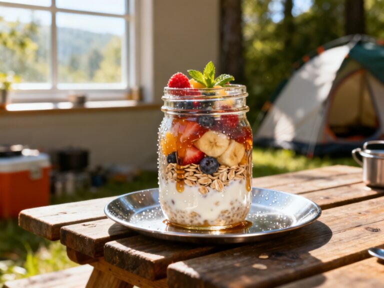 Gruau overnight prêt-à-manger en pot Mason — campingcaravaning.ca