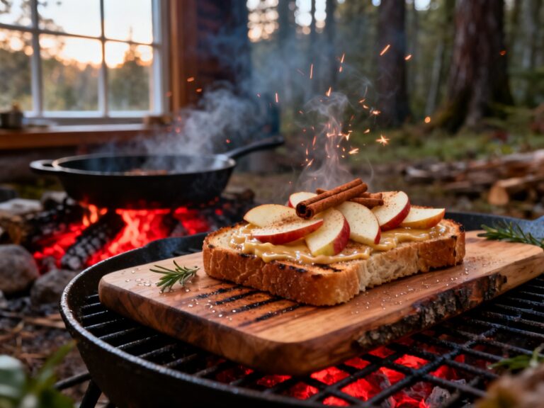 Toasts au feu de camp beurre d’érable et pommes — campingcaravaning.ca