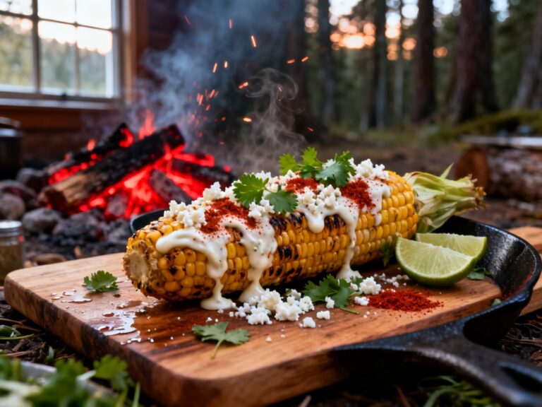 Maïs grillé style mexicain (Elote) au feu de camp — campingcaravaning.ca