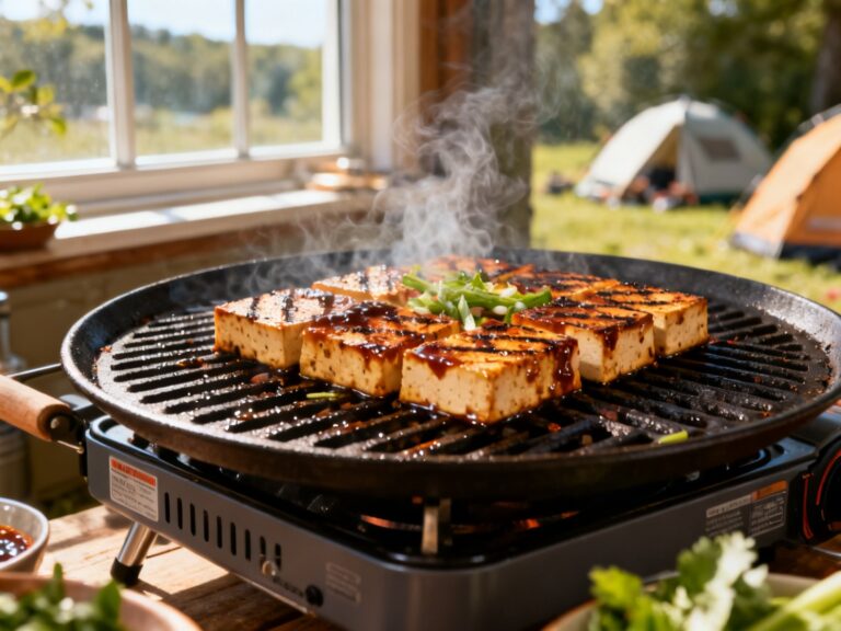 Tofu mariné teriyaki au BBQ portatif — campingcaravaning.ca