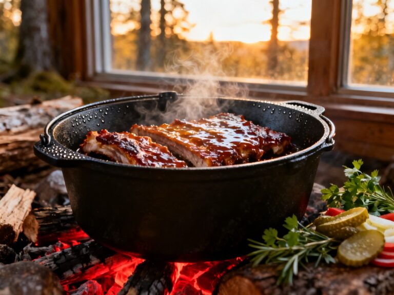 Ribs de porc fumés à l’érable Dutch oven — campingcaravaning.ca