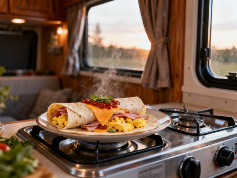 Wraps déjeuner œufs-jambon-fromage en VR — campingcaravaning.ca