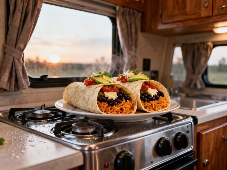 Burritos haricots noirs et riz en VR — campingcaravaning.ca