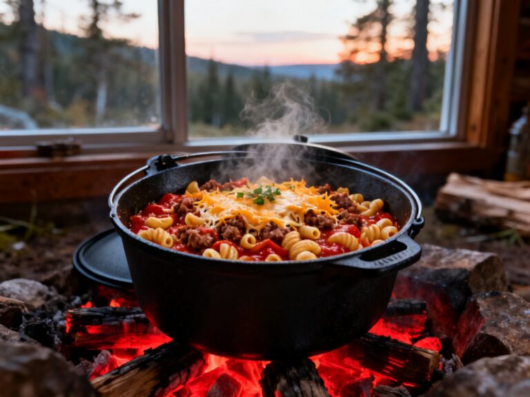Macaroni au bœuf chinois au Dutch oven — campingcaravaning.ca