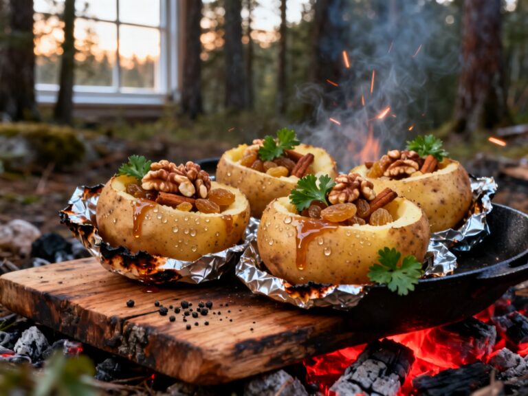 Pommes au four farcies érable-noix au feu de camp — campingcaravaning.ca