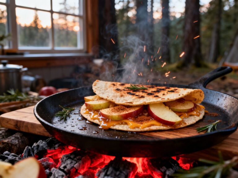 Quesadillas pommes-cheddar au feu de camp — campingcaravaning.ca