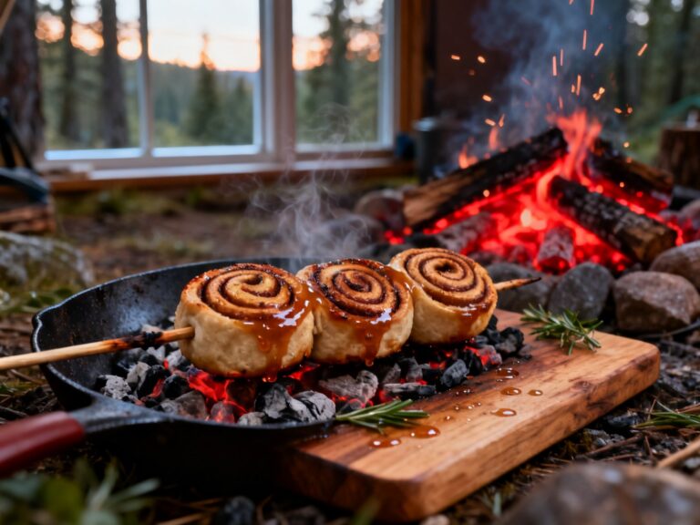 Brioches roulées cannelle-érable au feu de camp — campingcaravaning.ca