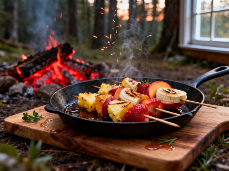 Brochettes de fruits caramélisés à l’érable au feu — campingcaravaning.ca