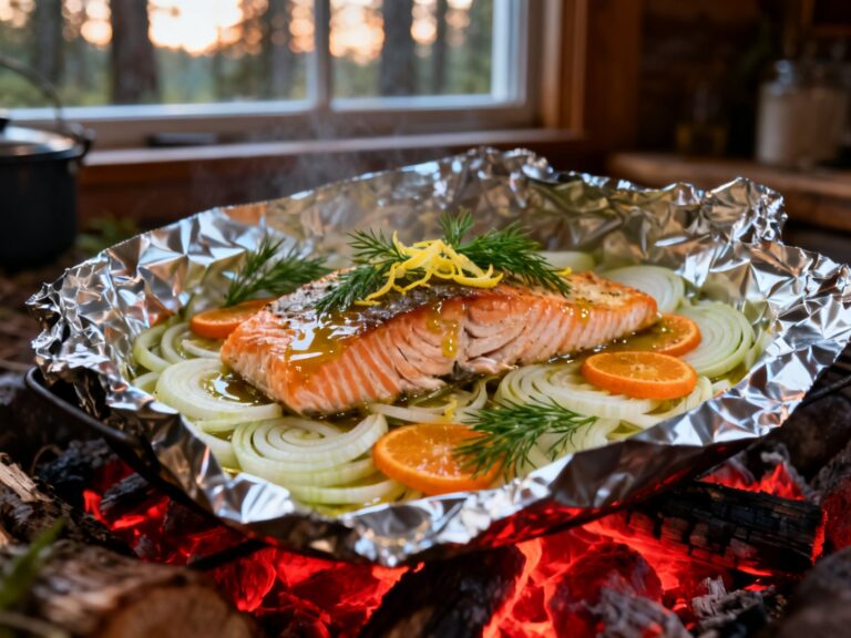 Saumon fenouil-orange en papillote au feu de camp — recette campingcaravaning.ca