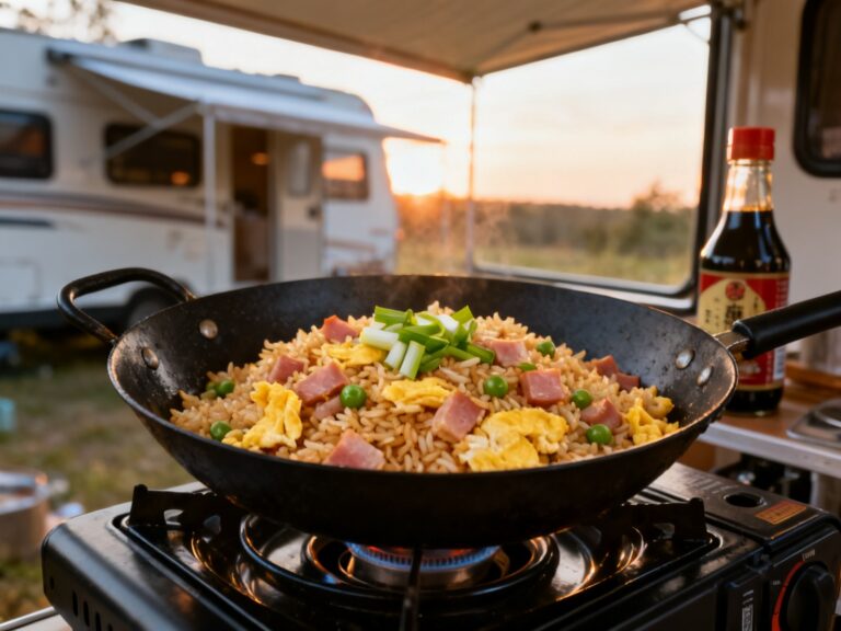 Riz frit cantonais portatif au réchaud — recette campingcaravaning.ca