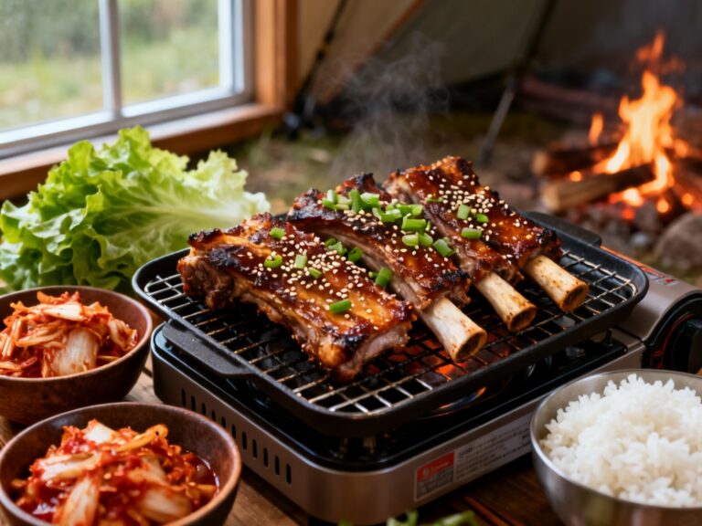 Côtes courtes coréennes galbi au BBQ portatif — recette campingcaravaning.ca