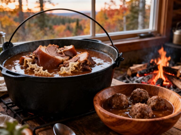 Ragoût de pattes de cochon traditionnel au Dutch oven — recette campingcaravaning.ca