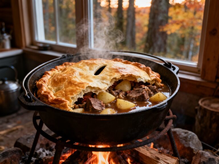 Cipaille (sea pie) au Dutch oven sur braises — recette campingcaravaning.ca