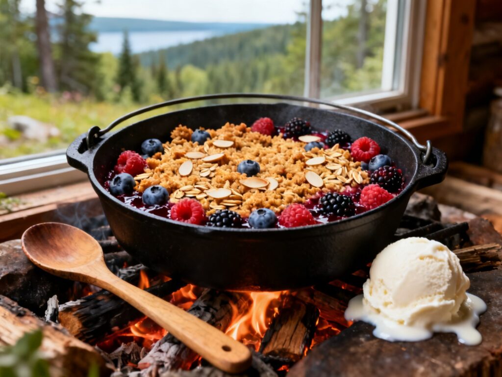 Crumble petits fruits à l&rsquo;érable au Dutch oven