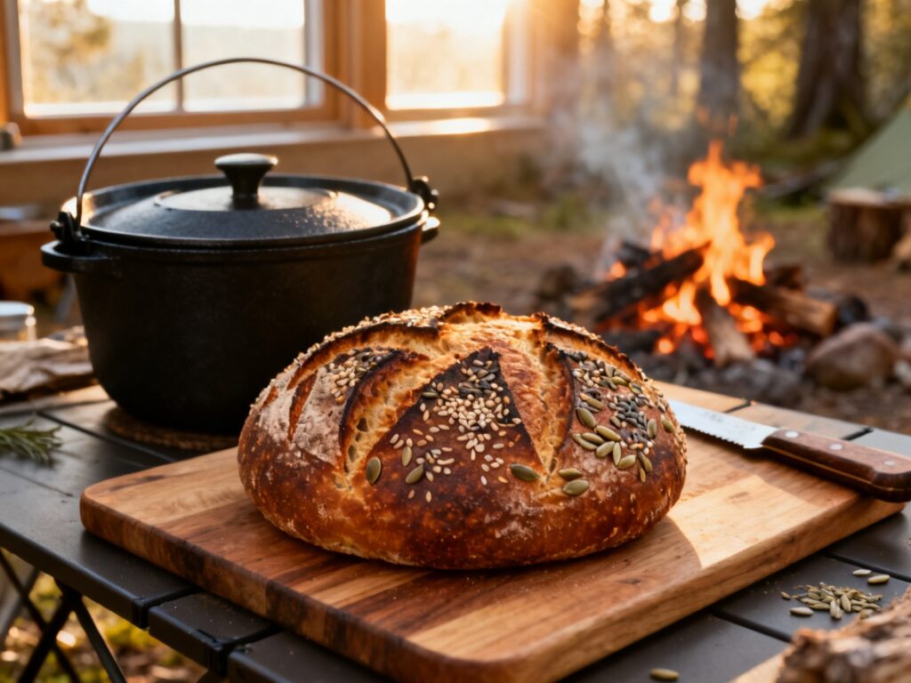 Pain au levain et graines au Dutch oven