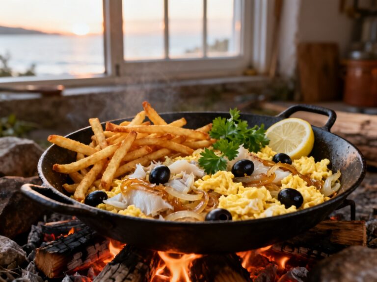 Morue portugaise (bacalhau à brás) au Dutch oven — recette campingcaravaning.ca