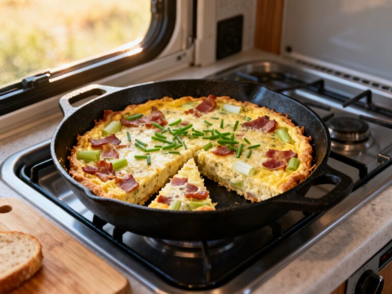 Quiche minute lardons-poireaux en VR — recette campingcaravaning.ca