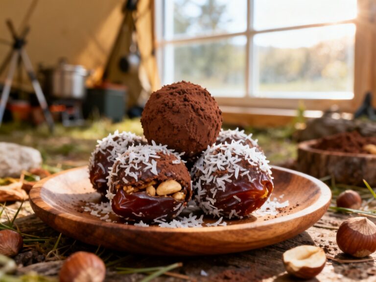 Boules d'énergie cacao-noisette-érable sans cuisson — recette campingcaravaning.ca
