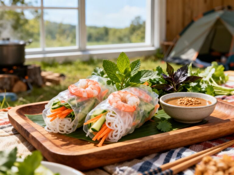 Rouleaux printaniers vietnamiens crevettes-menthe sans cuisson — recette campingcaravaning.ca