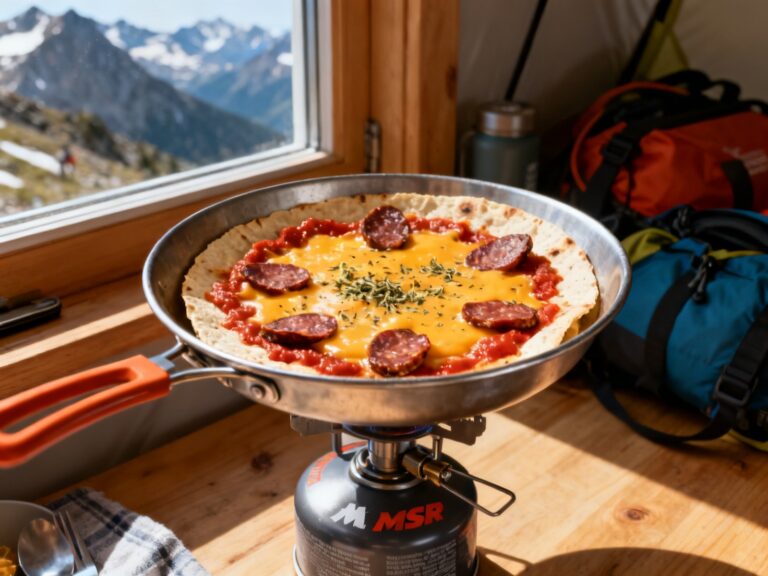 Tortilla pizza saucisson-fromage — meilleur lunch trek minute — campingcaravaning.ca