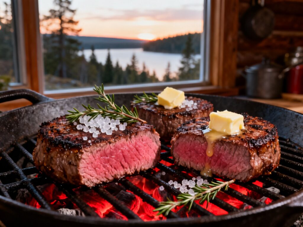 Filet de bison au thym sauvage au feu de camp