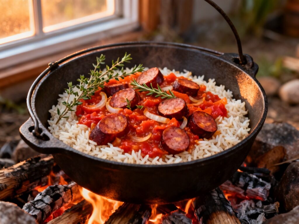 Rougail saucisses réunionnais au Dutch oven