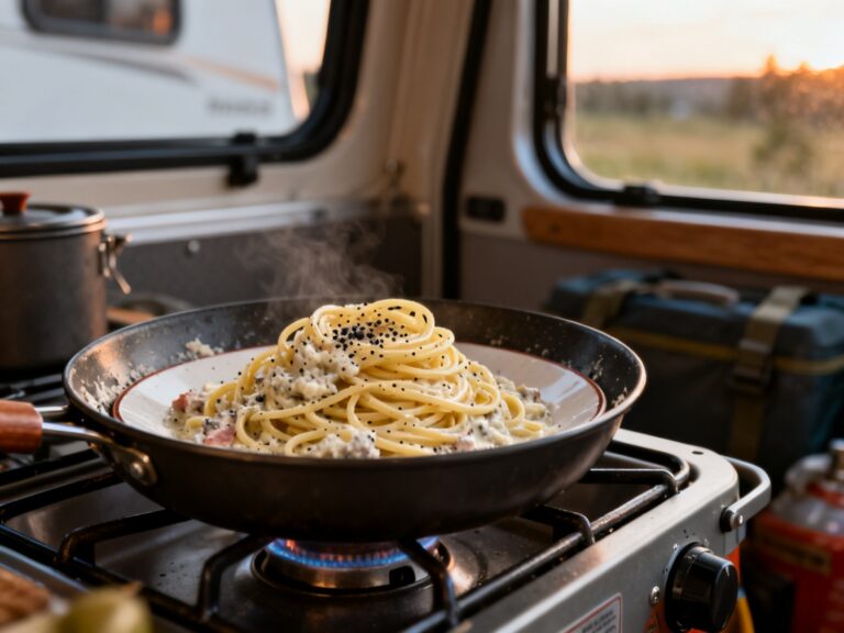 Pâtes cacio e pepe au réchaud — MEILLEURE recette romaine d'experts depuis 2001 — campingcaravaning.ca