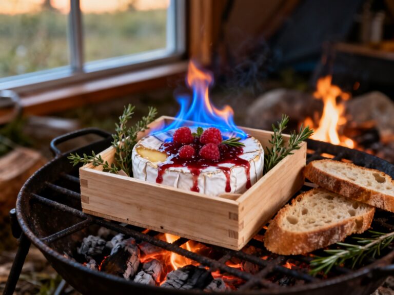 Camembert flambé framboise au feu de camp — TOP recette d'experts depuis 2001 — campingcaravaning.ca